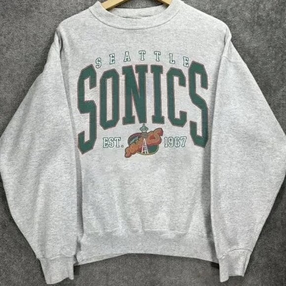 Vintage 1967 Seattle Sonics Basketball Sweatshirt, Graphic NBA Seattle Sweater - Picture 1 of 4
